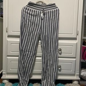 grey and white pants